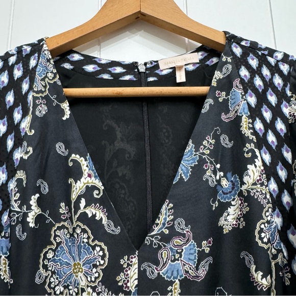 Rebecca Taylor Floral Paisley Print Silk Blend Mini Dress Flutter Sleeves Size 6 - Picture 6 of 16